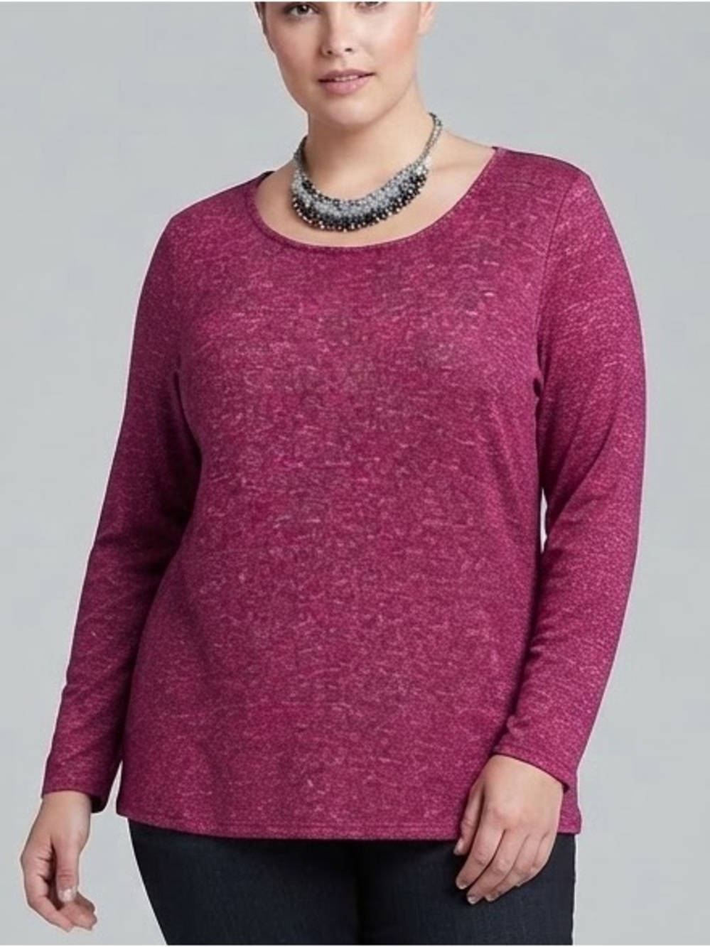 😍CLEARANCE - CANDY COUTURE Knit Long Sleeve Heathered Magenta Sweater XL